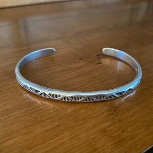 Vintage Native American Sterling Silver Stamped Bracelet size 7”